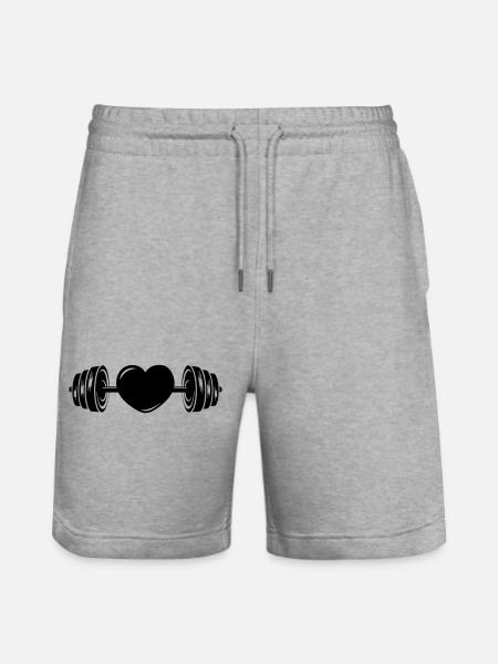 Hantel mit Herz - Stanley/Stella Unisex Bio Joggingshorts Trainer  - Grau meliert