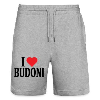 T-shirt Io amo Budoni Sardegna t-shirt - Stanley/Stella Trainer Unisex Organic Jogging Shorts - heather grey - Front - Nik (191cm) & Marisol (170cm)