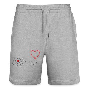 Saint-Valentin, Saint-Valentin, Saint-Valentin - Short de jogging bio TRAINER Stanley/Stella unisexe - gris chiné - Devant - Nik (191cm) & Marisol (170cm)