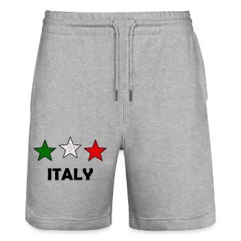 The Italian - Stanley/Stella Trainer Unisex Organic Jogging Shorts - heather grey - Front - Nik (191cm) & Marisol (170cm)