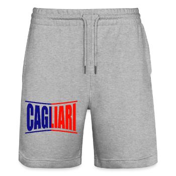 T-Shirt Cagliari T-Shirt Sardinien Geschenkidee - Stanley/Stella Unisex Bio Joggingshorts Trainer  - Grau meliert - Vorne - Nik (191cm) & Marisol (170cm)