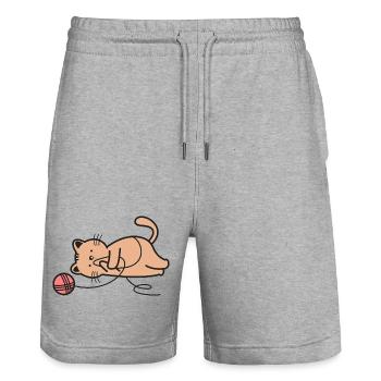 Cat Cats - Stanley/Stella Trainer Unisex Organic Jogging Shorts - heather grey - Front - Nik (191cm) & Marisol (170cm)