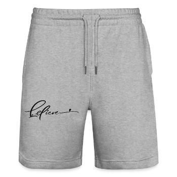 Glauben - Stanley/Stella Unisex Bio Joggingshorts Trainer  - Grau meliert - Vorne - Nik (191cm) & Marisol (170cm)