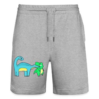Dino bite placeholder image - Stanley/Stella Trainer Unisex Organic Jogging Shorts - heather grey - Front - Nik (191cm) & Marisol (170cm)