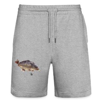 Spiegelkarpfenfischen Boilie Rig Design Anglerbiss - Stanley/Stella Unisex Bio Joggingshorts Trainer  - Grau meliert - Vorne - Nik (191cm) & Marisol (170cm)