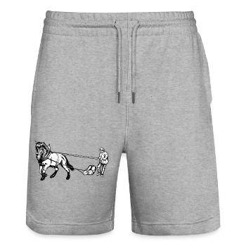 Holzrücker with horse - Stanley/Stella Trainer Unisex Organic Jogging Shorts - heather grey - Front - Nik (191cm) & Marisol (170cm)