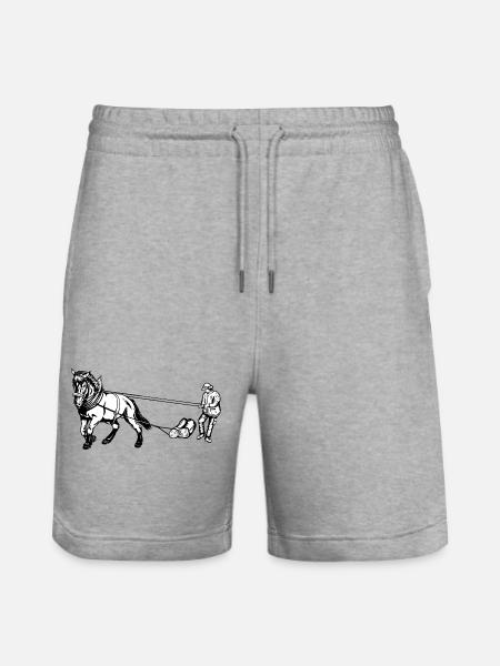 Holzrücker mit Pferd - Stanley/Stella Unisex Bio Joggingshorts Trainer - Grau meliert