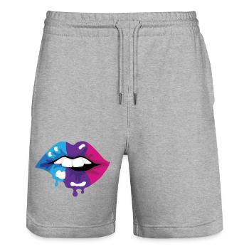Lèvres colorées - Short de jogging bio TRAINER Stanley/Stella unisexe - gris chiné - Devant - Nik (191cm) & Marisol (170cm)