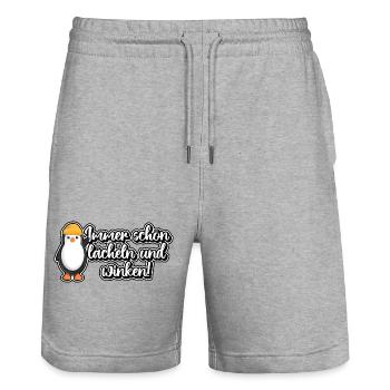 Immer schön lächeln und winken! - Stanley/Stella Unisex Bio Joggingshorts Trainer  - Grau meliert - Vorne - Nik (191cm) & Marisol (170cm)