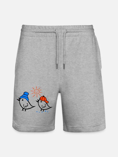 Sparrow, Sun, Spring - Stanley/Stella Trainer Unisex Organic Jogging Shorts - heather grey