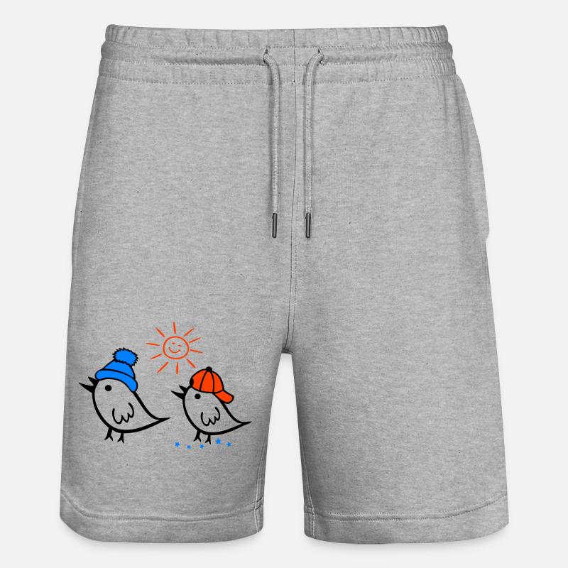 Spatz, Sonne, Frühling - Stanley/Stella Unisex Bio Joggingshorts Trainer  - Grau meliert