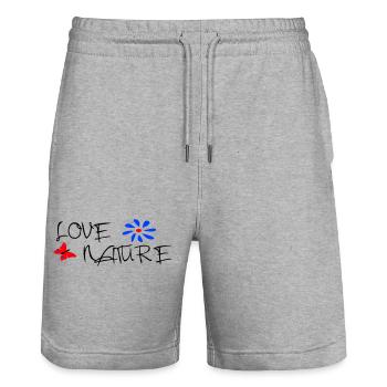 Nature, Butterfly, Love - Stanley/Stella Trainer Unisex Organic Jogging Shorts - heather grey - Front - Nik (191cm) & Marisol (170cm)