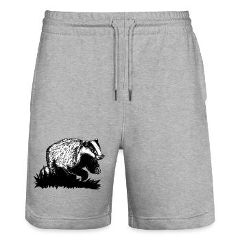 Dachs im Galopp - Stanley/Stella Unisex Bio Joggingshorts Trainer  - Grau meliert - Vorne - Nik (191cm) & Marisol (170cm)
