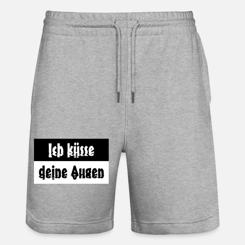Ich küsse deine Augen Spruch - Stanley/Stella Unisex Bio Joggingshorts Trainer  - Grau meliert
