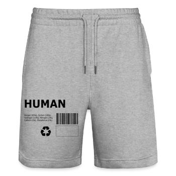 Human - Stanley/Stella Trainer Unisex Organic Jogging Shorts - heather grey - Front - Nik (191cm) & Marisol (170cm)