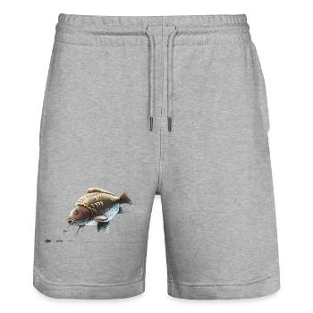 Chod Rig Karpfenfischerei-Design für Angler - Stanley/Stella Unisex Bio Joggingshorts Trainer  - Grau meliert - Vorne - Nik (191cm) & Marisol (170cm)
