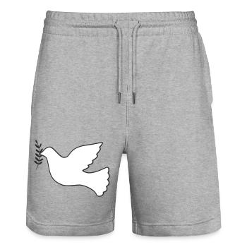 Friedenstaube mit Zweig - Stanley/Stella Unisex Bio Joggingshorts Trainer  - Grau meliert - Vorne - Nik (191cm) & Marisol (170cm)