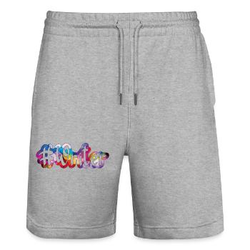 Schriftsteller, Schriftsteller (farbig) - Stanley/Stella Unisex Bio Joggingshorts Trainer  - Grau meliert - Vorne - Nik (191cm) & Marisol (170cm)