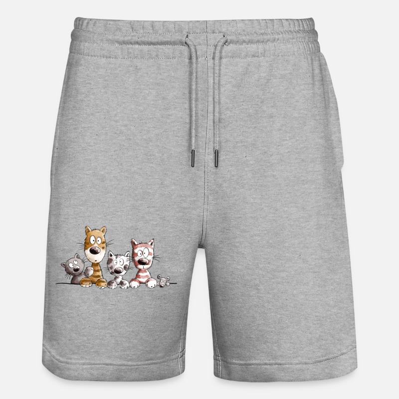 Happy Cats I Cat Friends Cadeau - Short de jogging bio TRAINER Stanley/Stella unisexe - gris chiné