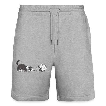 Border Collie Und Schaf I Hütehund Hund Fun - Stanley/Stella Unisex Bio Joggingshorts Trainer  - Grau meliert - Vorne - Nik (191cm) & Marisol (170cm)