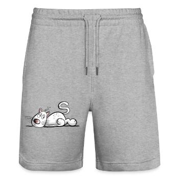 Tired Cat I Cat Friends Gift - Stanley/Stella Trainer Unisex Organic Jogging Shorts - heather grey - Front - Nik (191cm) & Marisol (170cm)