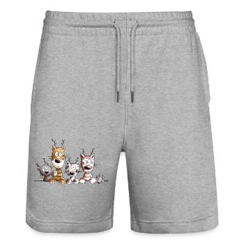 Reindeer Cats I Christmas Cat I Merry X-Mas - Stanley/Stella Trainer Unisex Organic Jogging Shorts - heather grey - Front - Nik (191cm) & Marisol (170cm)