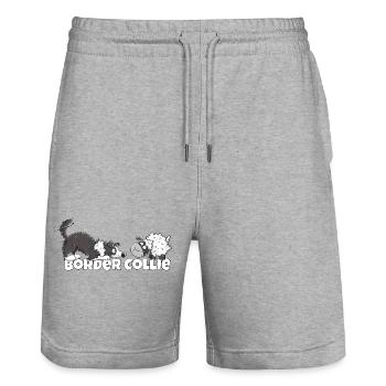 Border Collie Und Schaf I Hütehund Hund Fun - Stanley/Stella Unisex Bio Joggingshorts Trainer  - Grau meliert - Vorne - Nik (191cm) & Marisol (170cm)