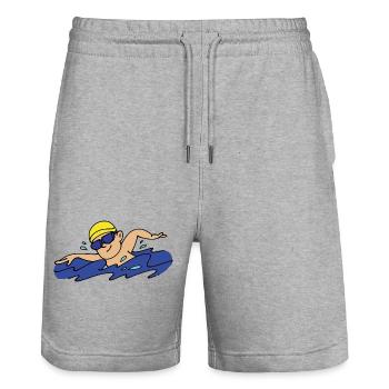 Schwimmer - Stanley/Stella Unisex Bio Joggingshorts Trainer  - Grau meliert - Vorne - Nik (191cm) & Marisol (170cm)
