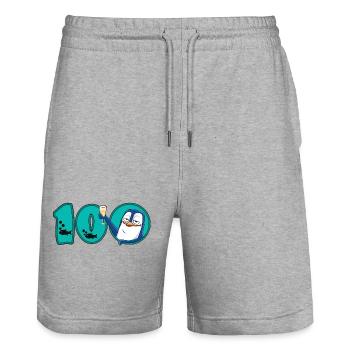 100th Birthday Anniversary Penguin - Stanley/Stella Trainer Unisex Organic Jogging Shorts - heather grey - Front - Nik (191cm) & Marisol (170cm)