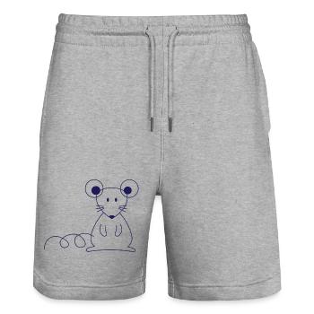Niedliche Maus Linienkunst Blau - Stanley/Stella Unisex Bio Joggingshorts Trainer  - Grau meliert - Vorne - Nik (191cm) & Marisol (170cm)
