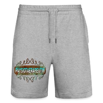 Physiotherapeutin - Stanley/Stella Unisex Bio Joggingshorts Trainer  - Grau meliert - Vorne - Nik (191cm) & Marisol (170cm)