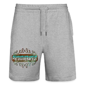 Physiotherapeut - Stanley/Stella Unisex Bio Joggingshorts Trainer  - Grau meliert - Vorne - Nik (191cm) & Marisol (170cm)