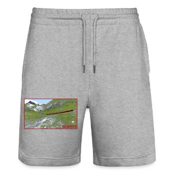 Graubünden Bergzug im Grünen - Stanley/Stella Unisex Bio Joggingshorts Trainer  - Grau meliert - Vorne - Nik (191cm) & Marisol (170cm)