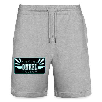 Baby Ankündigung - Onkel werden - Bruder - Familie - Stanley/Stella Unisex Bio Joggingshorts Trainer  - Grau meliert - Vorne - Nik (191cm) & Marisol (170cm)