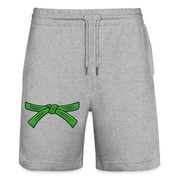 Karategürtel, Grüngurt Grad Kyu Karate Student - Stanley/Stella Unisex Bio Joggingshorts Trainer  - Grau meliert - Vorne - Nik (191cm) & Marisol (170cm)