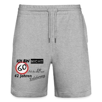 60-Sekunden Timer Design - Stanley/Stella Unisex Bio Joggingshorts Trainer  - Grau meliert - Vorne - Nik (191cm) & Marisol (170cm)