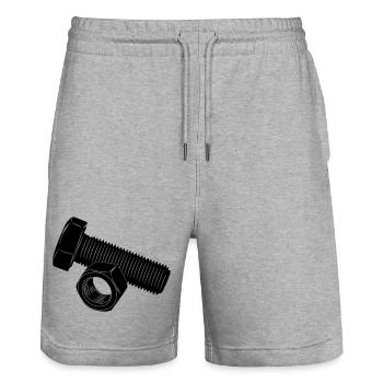 Schraube und Mutter - Stanley/Stella Unisex Bio Joggingshorts Trainer  - Grau meliert - Vorne - Nik (191cm) & Marisol (170cm)