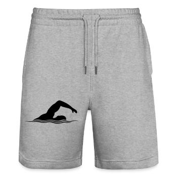 Sport Schwimmer Silhouette - Stanley/Stella Unisex Bio Joggingshorts Trainer  - Grau meliert - Vorne - Nik (191cm) & Marisol (170cm)