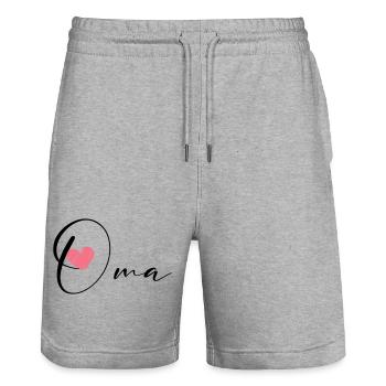 Oma - Stanley/Stella Unisex Bio Joggingshorts Trainer  - Grau meliert - Vorne - Nik (191cm) & Marisol (170cm)