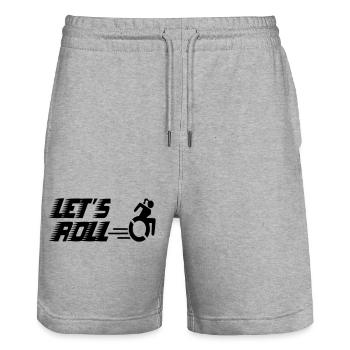 Auf geht's mit einer Rollstuhlfrau* - Stanley/Stella Unisex Bio Joggingshorts Trainer  - Grau meliert - Vorne - Nik (191cm) & Marisol (170cm)