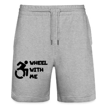 Rollen Sie mit mir in meinem Rollstuhl * - Stanley/Stella Unisex Bio Joggingshorts Trainer  - Grau meliert - Vorne - Nik (191cm) & Marisol (170cm)