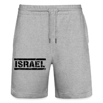 Israel - Stanley/Stella Trainer Unisex Organic Jogging Shorts - heather grey - Front - Nik (191cm) & Marisol (170cm)