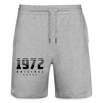 Born in 1972 the original - Stanley/Stella Trainer Unisex Organic Jogging Shorts - heather grey - Front - Nik (191cm) & Marisol (170cm)