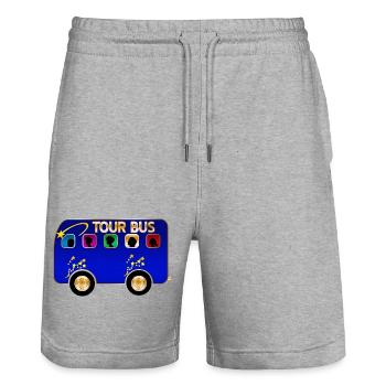 Tour Bus Silhouette Burst on Blue - Stanley/Stella Trainer Unisex Organic Jogging Shorts - heather grey - Front - Nik (191cm) & Marisol (170cm)