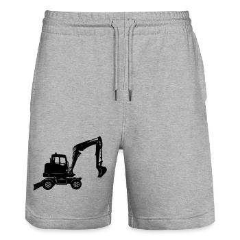 Excavator - Stanley/Stella Trainer Unisex Organic Jogging Shorts - heather grey - Front - Nik (191cm) & Marisol (170cm)
