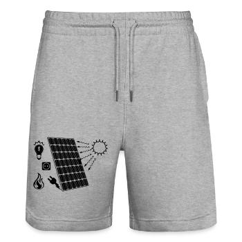 Solar panel with solar energy - Stanley/Stella Trainer Unisex Organic Jogging Shorts - heather grey - Front - Nik (191cm) & Marisol (170cm)