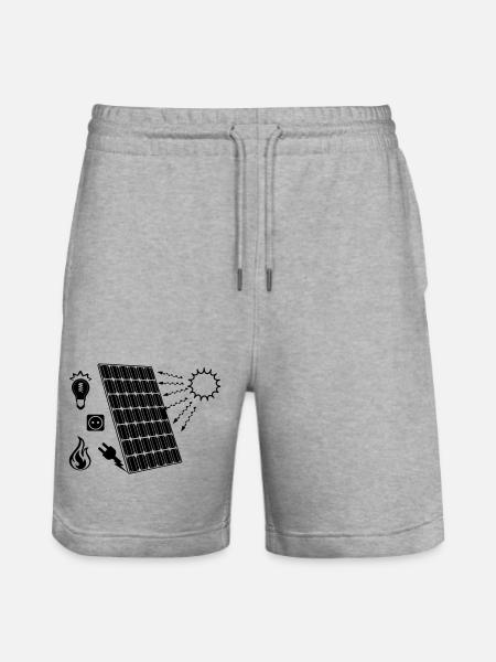 Solar panel with solar energy - Stanley/Stella Trainer Unisex Organic Jogging Shorts - heather grey