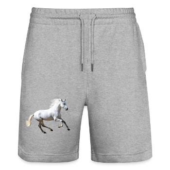 Cheval - Short de jogging bio TRAINER Stanley/Stella unisexe - gris chiné - Devant - Nik (191cm) & Marisol (170cm)