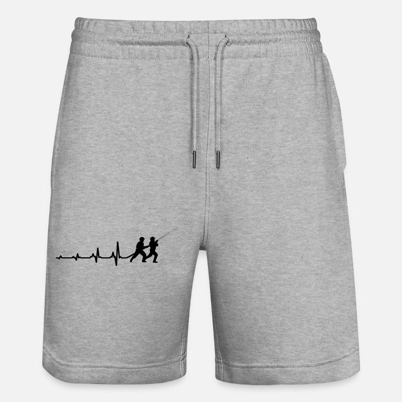 Fire Brigade Heartbeat Gift Pulse - Stanley/Stella Trainer Unisex Organic Jogging Shorts - heather grey