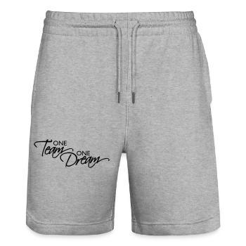 Schriftzug One Team - Stanley/Stella Unisex Bio Joggingshorts Trainer  - Grau meliert - Vorne - Nik (191cm) & Marisol (170cm)